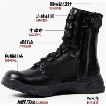 Outdoor high-top combat boots, sports mountaineering shoes, ultra-light black boots, summer thin breathable tactical boots, men's training shoes Outdoor high-top combat boots, sports mountaineering shoes, ultra-light black boots, summer thin breathable tactical boots, men's training shoes